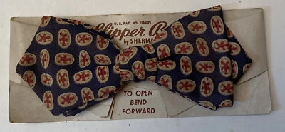 Винтажный галстук-бабочка Sherman Clipper с синим принтом на обратной стороне карты - Изображение 1 из 2