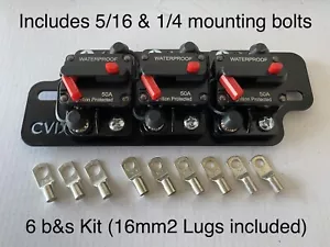 3 x 50A Circuit Breakers & Battery Mount Bracket Set - RedArc Ctek (16mm2 Lugs) - Picture 1 of 12