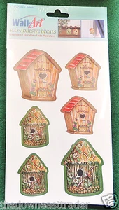 6 (1 Sheet) Bird Country Birdhouse Wall Art Self Stick Adhesive Decals Accents - Picture 1 of 1