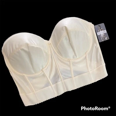 Sujetador Bustier Dominique Noemi Espalda Baja Sin Tirantes Longline Marfil 42DD NUEVO $65 6377 Foto 1 de 4