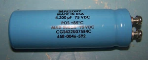 MALLORY Kondensator 4200uF 75V Aluminium Elektrolyt CGS422U075R4C - Bild 1 von 2