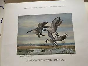 MISSOURI 1 1979 STATE DUCK STAMP PRINT - with N/H Stamp by Charles Schwartz - Picture 1 of 6
