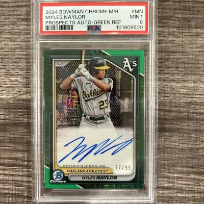 2024 Bowman Chrome -Mojo Auto Green Refractor Myles Naylor /99 PSA-9 Color Match - Image 1 of 4