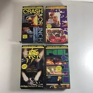 Drag Racing VHS Lot x4 Main Event Video Fuel & Fire, Track Freaks, Crash Crunch - Picture 1 of 8