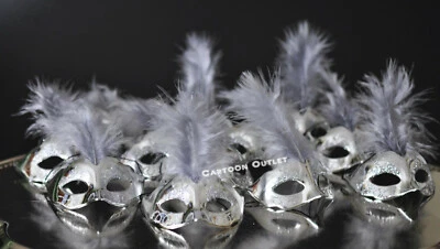 12 MASQUERADE MINI MASK CRAFTS BRIDAL QUINCEANERA PARTY FAVORS GIFT SILVER DECOR