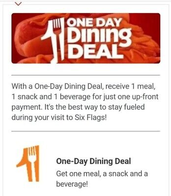Six Flags One-Day Dining Pass E-Ticket ANY PARK 2023 • 15$