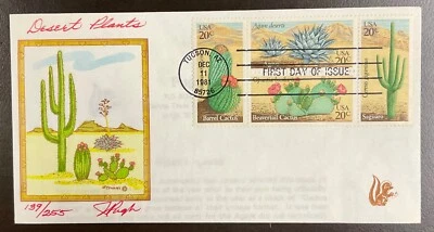 1942-45 1st Pugh Cachet Hand painted Desert Plants FDC 1981 - Image 1 of 3