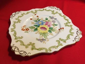 TUSCAN Plant China 8 1/2" Square Multi Floral Plate w/Gold Trim, no chips/cracks - Picture 1 of 4