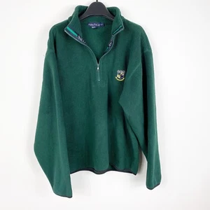 Vinatge Nautica 1/2 Zip Fleeve Spellout Patch Pullover Sweatshirt Green Small S - Picture 1 of 3