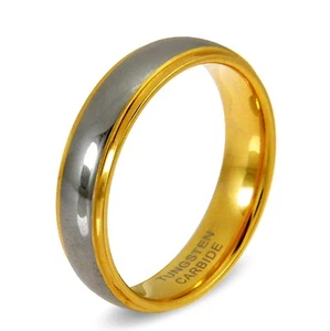 Tungsten Carbide 24ct Gold Wedding Ring Band 6mm Wide Comfort Fit RG128 - Picture 1 of 14