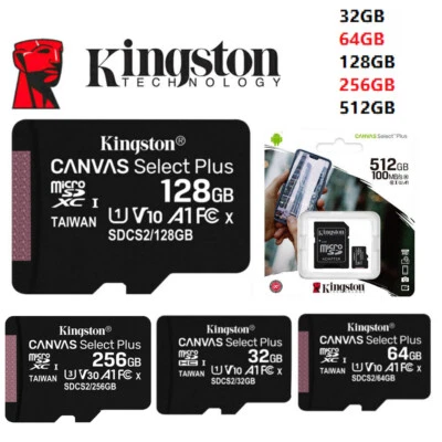MICRO SD SDHC 32G 64G 128GB 256GB 512GB KINGSTON SCHEDA MEMORIA CARD CLASSE 10 - Immagine 1 di 4