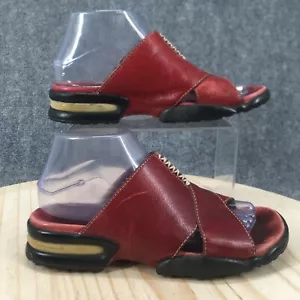Cole Haan Sandals Womens 7 B Slide Red Leather Slip On Casual Comfort Open Toe - Picture 1 of 14