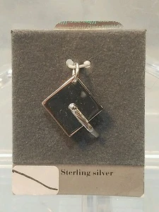 Sterling Silver 5/8" x 1/2" Academics Graduation Hat Pendant Charm NOS New - Picture 1 of 3