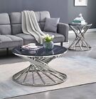 Luxury Gold Coffee Side Table W/Smoke Tempered Glass Top Living Room Furniture