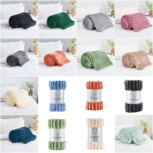 Osum Chunky Cord Ribbed Throws Soft Large Fluffy Cosy Sofa Bed Settee Blankets - Picture 1 of 38