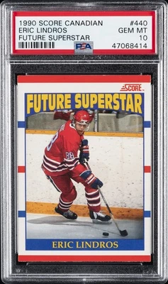 1990 SCORE CANADIAN FUTURE SUPERSTAR #440 ERIC LINDROS ROOKIE RC PSA 10 - Image 1 of 2