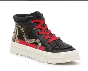 Jessica Simpson Red and Black Snake Print High tops Punk Retro Rock Camo Shoes - Picture 1 of 11