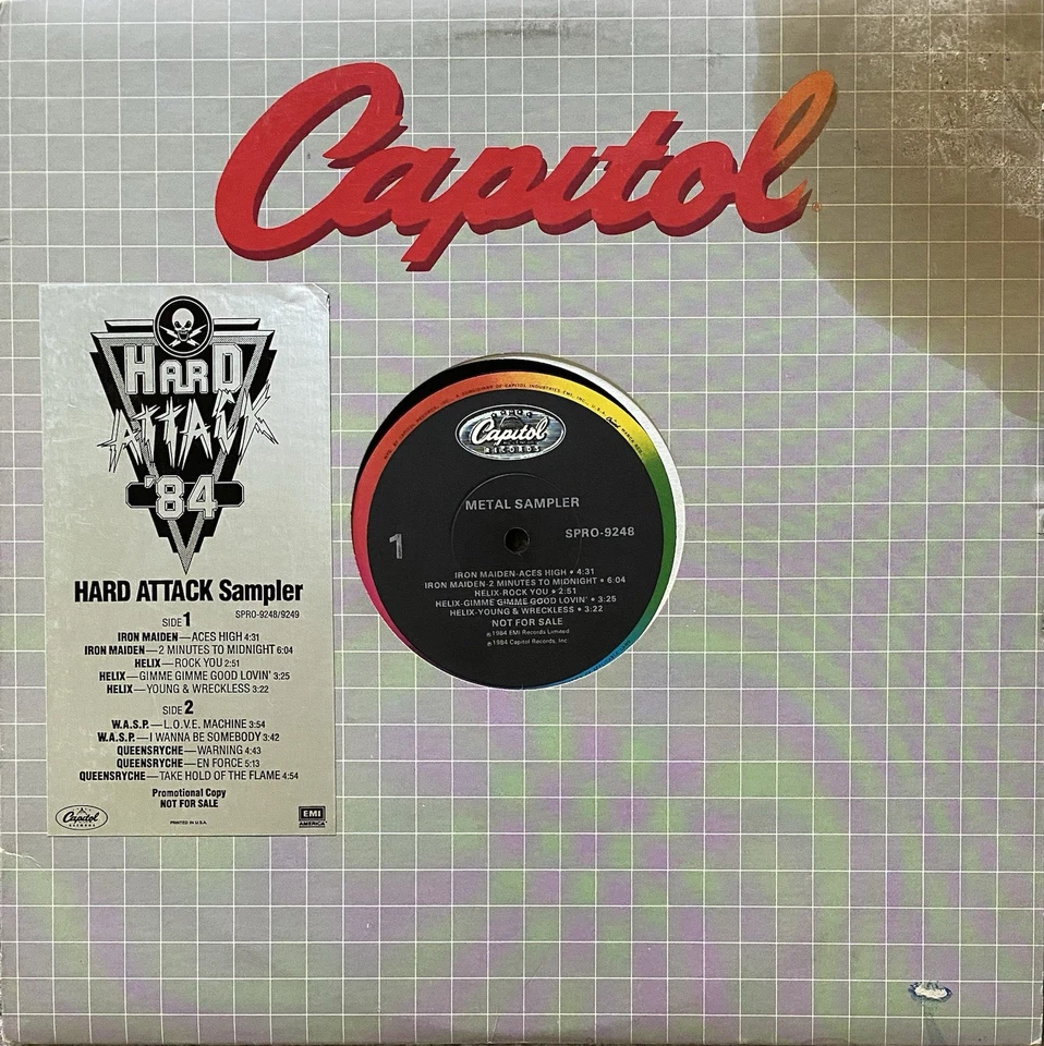 Hard Attack 84 Metal Sampler Vinyl Iron Maiden Helix Queensryche W.A.S.P VG+/VG+ - Image 1 of 1