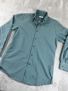 S.T. Dupont Classics Shirt Mens Medium Blue Green Check Long Sleeve Button Down - Picture 1 of 8