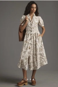 Anthropologie Pilcro Corduroy Midi Women’s Dress Sz 6 Brown Pattern - Picture 1 of 8