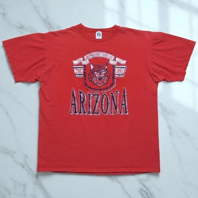 VTG 90's Russell Athletic University Arizona Wildcats Red USA Tee T-Shirt XL - Image 1 of 4