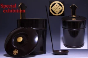 Japan Antique big Sake bucket bottle battle busho yoroi samurai katana Edo 6683 - Picture 1 of 10