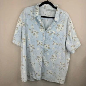 Classic Elements Plus 22W Floral Button-Up Shirt Casual Top Cottagecore - Picture 1 of 12