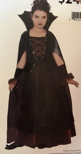 Dracula’s Darling Red Borgogna Vellutato Tulle Vestito Costume Bambina XL (14/16) NUOVO! - Foto 1 di 4