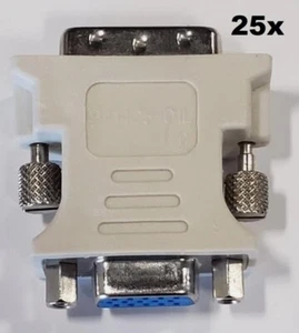 NEW 25x White DVI-I Dual Male to VGA Female Video Adapter computer HDTV LCD TV - Picture 1 of 4