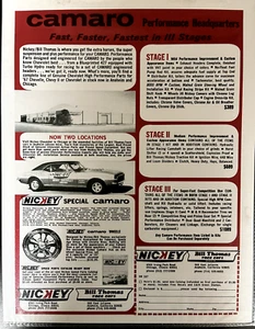 NICKEY Chicago - Bill Thomas Race Cars Camaro Vintage Revista AD Reimpresión - Imagen 1 de 1