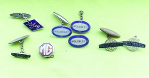 1960s Cuff links RILEY MG WOLSELEY MORRIS NUFFIELD Car enamel badge lapel pin - Picture 1 of 3