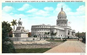Edificio Capitolio del Estado India Fuente La Habana Cuba Estructura Postal De Colección - Imagen 1 de 2