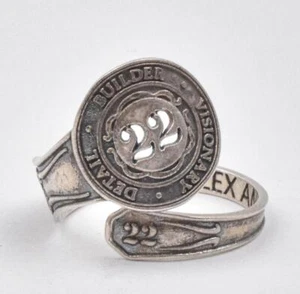 Alex & Ani Number 22 Sterling Silver Spoon Ring Adjustable Numerology NEW!!! - Picture 1 of 2