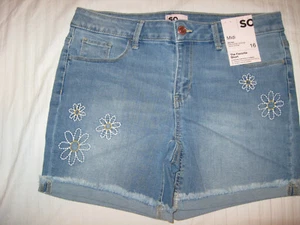SO Girls Favorite Cuffed Denim Midi Shorts ~ Youth Size 16 NWT - Picture 1 of 5
