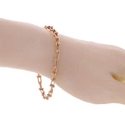 Brazalete de cadena italiano de eslabones en U semisólidos de oro rosa de 14k 7,75" 5 mm 5,7 gramos Foto 1 de 4