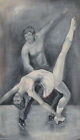 European Middle XX century oil painting couple Figure Skating