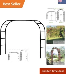 Versatile Black Metal Garden Arch - Easy Assembly for Stunning Outdoor Displays - Picture 1 of 8