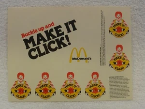 McDonalds 1984 "Buckle Up and MAKE IT CLICK" Sticker 2er Set NEUWERTIG VTG & RAR! - Bild 1 von 6
