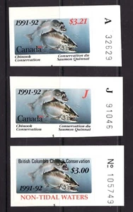 1991-92 British Columbia Chinook Conservation Stamps - Junior, Adult & Non Tidal - Picture 1 of 1