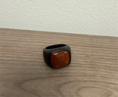 David Yurman Black Titanium Men Carnelian Signet Ring Size 13.5 - Image 1 of 4