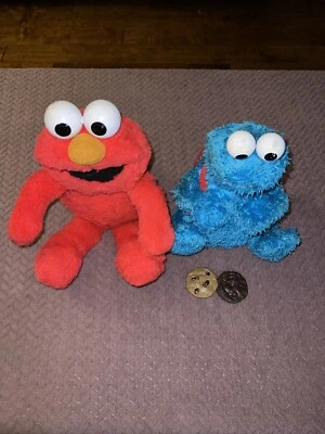 Monstruo de galletas Sesame Street Count 'n Crunch CON galletas funciona y 1995 Elmo Foto 1 de 4