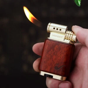 Sandalwood Oblique Fire Butane Gas Lighter Creative Personalized Retro MetalPipe - Picture 1 of 13