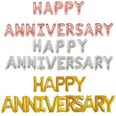 16 inch HAPPY ANNIVERSARY FOIL BALLOONS CHEERS CHAMPAGNE GLASS BOTTLE BALLOON - Image 1 of 2