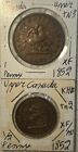1852 Bank of Upper Canada Half 1/2 & 1 Penny Token Extra Fine XF 2 Coin Lot