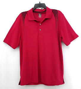 PGA Champions Tour Polo Shirt Mens Medium Red Abstract Black Stripes Print
