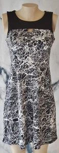 ATTENTION Black White Marble Print Sleeveless Dress Medium Black Upper Bodice - Picture 1 of 9