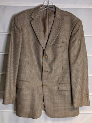 Daniel Cremieux Brown Gold Houndstooth Check Lined Sport Coat 40R EC! - Image 1 of 4