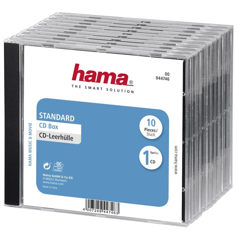 Hama 10x CD DVD Blu-ray Leerhülle Jewelcase Box Hülle Case Aufbewahrung Schwarz - Bild 1 von 1