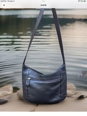 Vtg THE SAK Shoulder, Hobo Pebbled Choc.Brown Leather, Fabric Lining Bag/Purse - Image 1 of 4