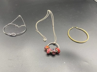 Pandora Silver Necklace + Swarovski Bracelet + 925 Gold-Plated Bangle £40reserve - Image 1 of 4